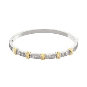 Pave CZ X Station Bangle Bracelet
